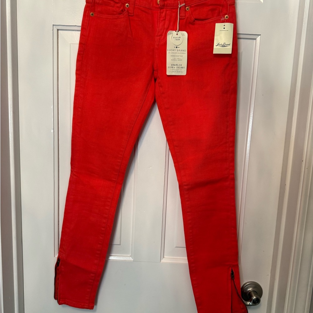 Lucky Brand Vibrant Red Skinny Jeans